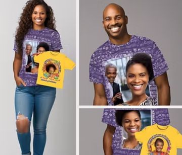 custom printed birthday shirts and banner featuring african american